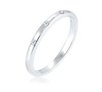 Elli Ringe - Ring Bandring Diamant (0.045 ct) 925 Sterling Silb - Gr. 56 MM - in Silber - für Damen