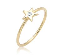 Elli Ringe - Ring Bandring Stern Astro Diamant (0.015ct)375 Gel - Gr. 56 MM - in Gold - für Damen