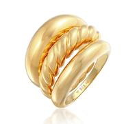 Elli Ringe - Ring Bandring Twisted Gedreht Set 925 Silber - Gr. 58 MM - in Gold - für Damen