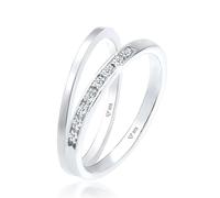 Elli Ringe - Ring Basic Memoire Diamant (0.04 ct) 2er Set 925 S - Gr. 52 MM - in Gold - für Damen
