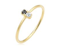 Elli PREMIUM, Ring Bi-Color Schwarzer Diamant (0.06 Ct.) 375 Gelbgold in gold, Schmuck für Damen Gr. 52 mm