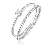 Elli DIAMONDS Diamant (0.06 ct) Solitär Bandring 585 Weißgold 52 Damen