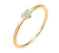 Elli Ringe - Ring Herz Symbol Diamant 0.04 ct. 925er Sterling S - Gr. 58 MM - in Gold - für Damen