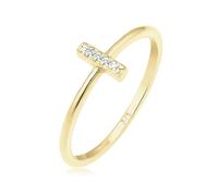 Elli Ringe - Ring Kreuz Symbol Geo Diamant (0.025 ct.) 375 Gelb - Gr. 52 MM - in Gold - für Damen