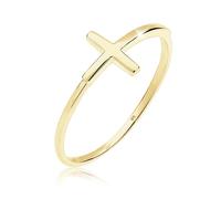 Elli Ringe - Ring Kreuz Symbol Trend Blogger 375 Gelbgold - Gr. 52 MM - in Gold - für Damen