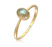 Elli Ringe - Ring Labradorit Solitär Verlobung 375er Gelbgold - Gr. 54 MM - in Gold - für Damen