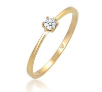 Elli Ringe - Ring Solitär Verlobung Diamant 0.11 ct. 585 Gelbgo - Gr. 58 MM - in Weiß - für Damen