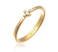 Elli Ringe - Ring Solitr Herz Verlobung Diamant 0.03 ct. 925 S - Gr. 56 MM - in Gold - für Damen