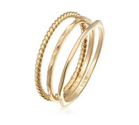 elli. PREMIUM Ring Stapelringe Stacking Bandring 3Er Set 375 Gelbgold, gold Gold