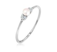 DIAMORE, Ring Verlobung Perle Diamant (0.03 Ct.) 585 Weißgold in weiß, Schmuck für Damen Gr. 56 mm