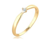 Verlobungsring ELLI DIAMONDS "Verlobung Welle Diamant (0.03 ct.) 585 Gelbgold" Fingerringe Gr. 58 mm, 0.03 ct P1 = bei 10-facher Vergrößerung erkennbare Einschlüsse, Gelbgold 585, 2 mm, goldfarben (gold, weiß) Damen Verlobungsringe (33050356-58)