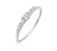 Elli Ringe - Ring Verlobungsring Diamanten (0.11 ct) 585 Weißgo - Gr. 58 MM - in Silber - für Damen