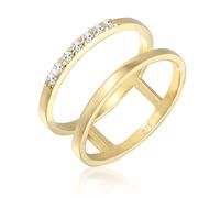 Elli Ringe - Ring Verlobungsring Doppelring Topas Stein 375 Gel - Gr. 56 MM - in Gold - für Damen
