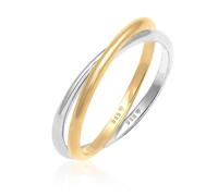 Elli Ringe - Ring Wickelring Bi-Color Zeitlos 585 Gelbgold Weiß - Gr. 58 MM - in Gold - für Damen