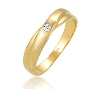 Elli Ringe - Ring Wickelring Solitär Diamant (0.03 ct.) 585 Gel - Gr. 52 MM - in Gold - für Damen
