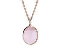 Elli Halskette Damen Oval Solitär Anhänger mit Rosenquarz in 925 Sterling Silber Rosévergoldet