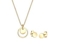 Elli Rund Plättchen Kette Ohrstecker 925 Silber golfarben Damen
