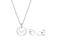 Elli Rund Plättchen Kette Ohrstecker 925 Silber silberfarben Damen