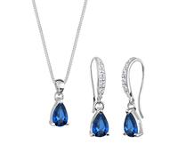 Elli Schmuckset »Saphirblau Tropfen Zirkonia Silber«