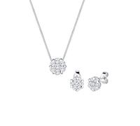 Elli Schmuckset Damen Blume mit Zirkonia Kristalle in 925 Sterling Silber