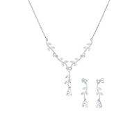 Elli Schmuckset Damen Blumenranke mit Zirkonia Kristallen in 925 Sterling Silber