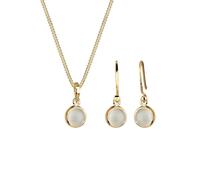 Elli Schmuckset Elli Damen Schmuckset Kette Anhänger Mondstein Edelstein in 925 Sterling Silber