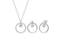 Elli Schmuckset Damen Halskette+Ohrringe Kreis Geo mit Swarovski® Kristalle in 925 Sterling Silber