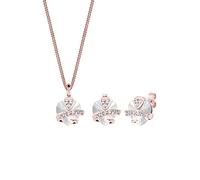 Elli Schmuckset Damen Herz mit Kristallen weiß in 925 Sterling Silber Rosé vergoldet