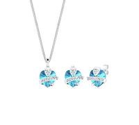 Elli Schmuckset Damen Herz Motiv Edel mit Kristalle aus 925 Sterling Silber