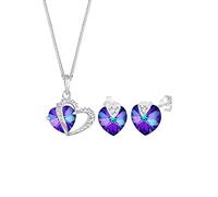 Elli Schmuckset Damen Herzen Anhänger Symbol Liebe elegant mit Kristallen in 925 Sterling Silber