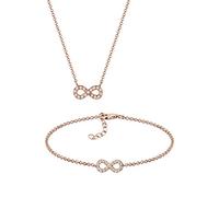 Elli Schmuckset Damen Infinity mit Kristalle in 925 Sterling Silber Rosé vergoldet