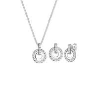 Elli Schmuckset Damen Kreis Anhänger funkelnd mit Kristallen in 925 Sterling Silber