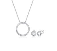 Elli Schmuckset Damen Kreis Anhänger Motiv Basic mit Kristallen