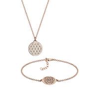 Elli Schmuckset Damen Lebensblume Anhänger Filigran in 925 Sterling Silber rosé vergoldet