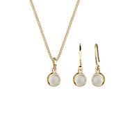 Elli Schmuckset Damen Mondstein Anhänger Elegant Schlicht