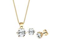 Elli Schmuckset Damen Set Basic Elegant mit Kristalle in 925 Sterling Silber vergoldet