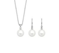 Elli Schmuckset Damen Set Basic mit Muschelkernperlen 925 Sterling Silber