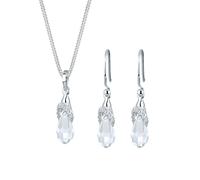 Elli Schmuckset »Ohrstecker und Kette Tropfen Kristalle«, weiß