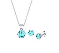 Elli Schmuckset Damen Solitär Anhänger Set Ohrstecker Basic mit Kristallen in 925 Sterling Silber