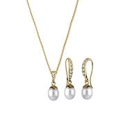 Elli Schmuckset Damen Süßwasserzuchtperle und Kristalle