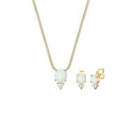 Elli Schmuckset Damen synthetischer Opal und Zirkonia Set Geo Optik
