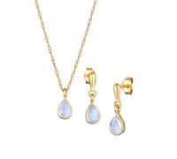 Elli Schmuckset Damen Tropfen Anhänger Elegant Set Ohrhänger mit Mondstein