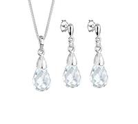 Elli Schmuckset Damen Tropfen Bergkristall in 925 Sterling Silber