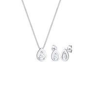 Elli Schmuckset »Tropfen Drop Zirkonia Klassik 925 Sterling Silber«, silberfarben