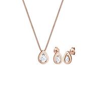 Elli Schmuckset Damen Tropfen Drop mit Zirkonia Kristalle in 925 Sterling Silber Rosé vergoldet
