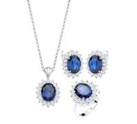 Elli Schmuckset Saphirblau Zirkonia 925 Silber Damen