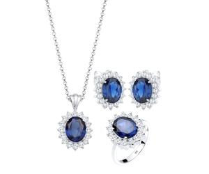 Elli Schmuckset Saphirblau Zirkonia 925 Silber Damen