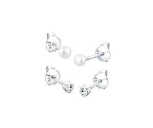 Elli Set Basic Perle Kristalle 925 Silber OneSize Damen