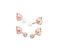 Elli Ohrring-Set »Set Basic Perle Kristalle 925 Silber«, Basic Ohrstecker, Rosegold