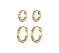 Elli Set Creolen Strukturiert 925 Sterling Silber goldfarben Damen